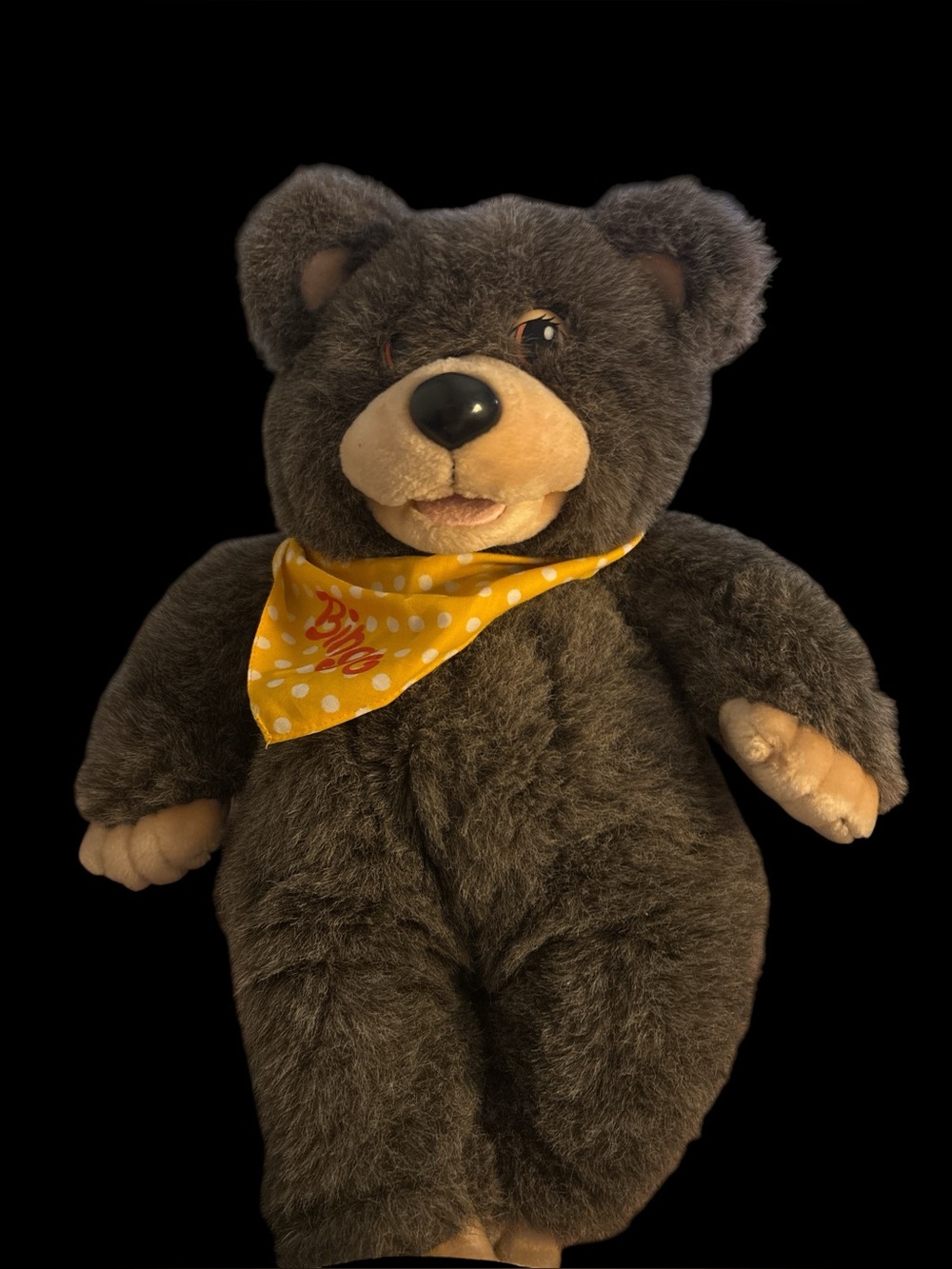 Hasbro Softies Bingo Brown Plush Teddy Bear with Yellow Polka-Dot Bandana